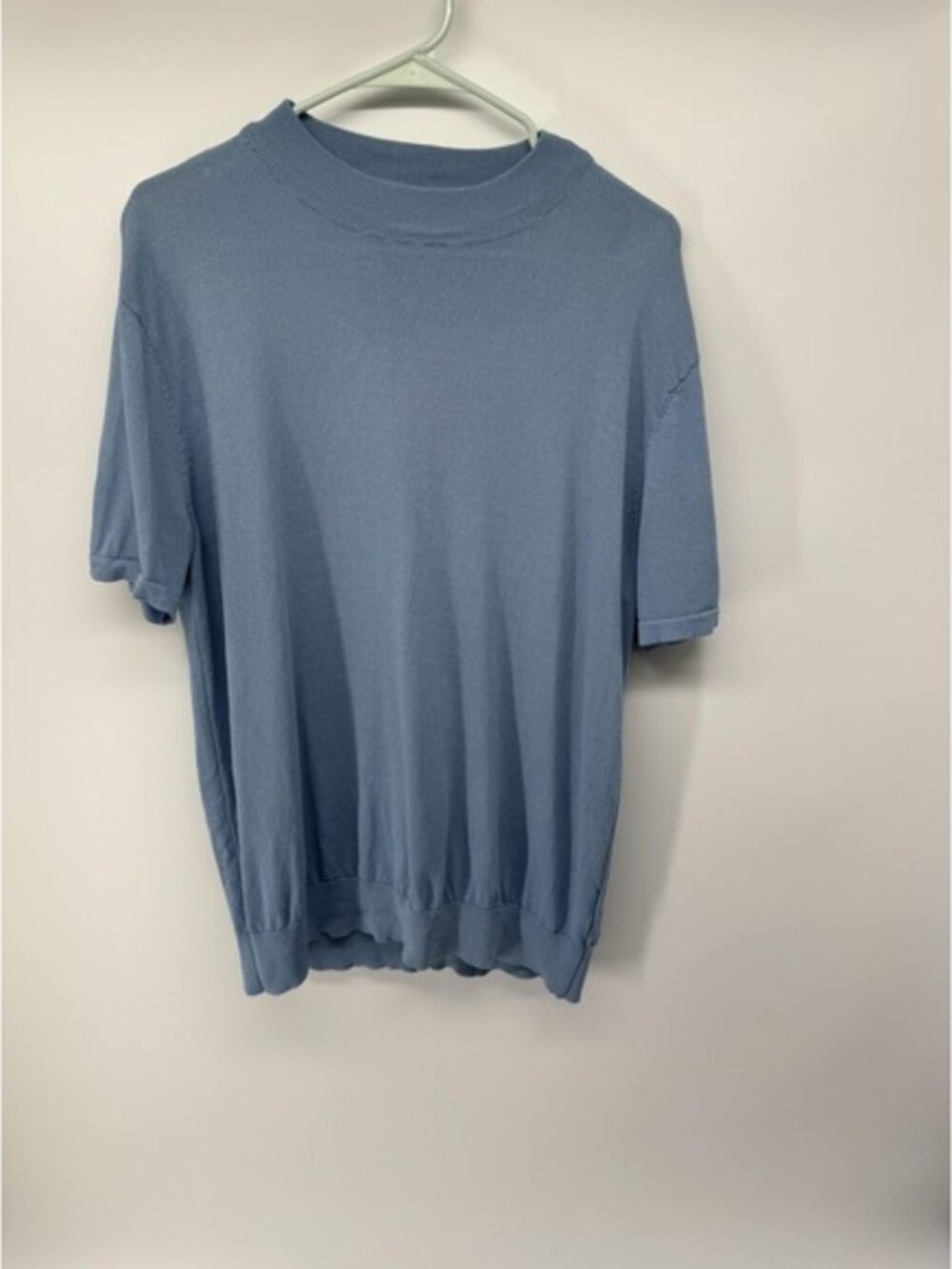 Paul Jones Sweater Mens Large Blue Short Sleeve Mock Neck Knit Pullover Top